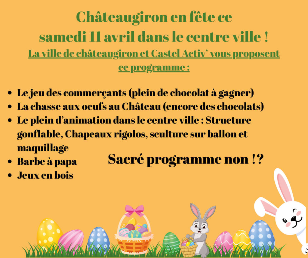 pacques chasse aux oeufs châteaugiron castel activ